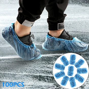 Temizleme Ayakkabı Kapakları 100 ADET Su Geçirmez Anti Kayma Yağmurlu Bir Gün tek kullanımlık galoş Halı Zemin Koruyucu Plastik Organizatör