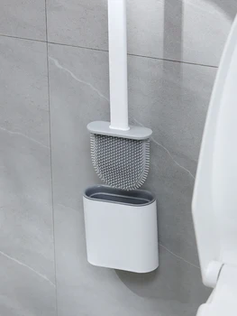 Banyo Silikon Tuvalet Fırçası Düz Wc Tutucu Plastik Donanım Tuvalet Fırçası Duvara Monte Temizleme Araçları Fikstür Ev Geliştirme