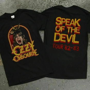 Nadir !! Vintage 1982 Ozzy Osbourne Konuşmak Şeytan Tur Konser T Shirt Ozzy Osbourne Siyah Tee Konuşmak En